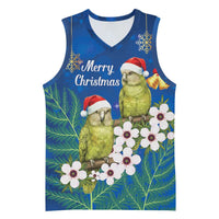 New Zealand Kakapo Christmas Basketball Jersey Owl Parrot Santa Sliver Fern Manuka - Blue LT14 Unisex Blue - Polynesian Pride