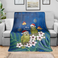 New Zealand Kakapo Christmas Blanket Owl Parrot Santa Sliver Fern Manuka - Blue LT14 - Polynesian Pride