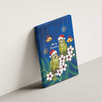 New Zealand Kakapo Christmas Canvas Wall Art Owl Parrot Santa Sliver Fern Manuka - Blue LT14 - Polynesian Pride