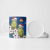 New Zealand Kakapo Christmas Ceramic Mug Owl Parrot Santa Sliver Fern Manuka - Blue LT14 - Polynesian Pride
