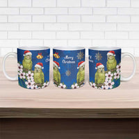 New Zealand Kakapo Christmas Ceramic Mug Owl Parrot Santa Sliver Fern Manuka - Blue LT14 - Polynesian Pride