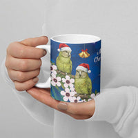 New Zealand Kakapo Christmas Ceramic Mug Owl Parrot Santa Sliver Fern Manuka - Blue LT14 - Polynesian Pride