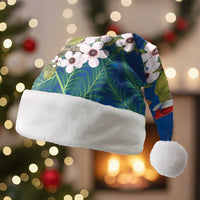 New Zealand Kakapo Christmas Santa Hat Owl Parrot Santa Sliver Fern Manuka - Blue LT14 Without Fur Blue - Polynesian Pride