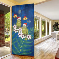 New Zealand Kakapo Christmas Door Cover Owl Parrot Santa Sliver Fern Manuka - Blue LT14 - Polynesian Pride