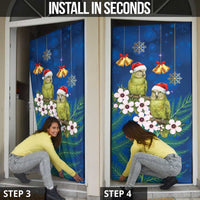 New Zealand Kakapo Christmas Door Cover Owl Parrot Santa Sliver Fern Manuka - Blue LT14 - Polynesian Pride