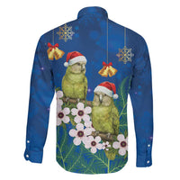 New Zealand Kakapo Christmas Family Matching Summer Maxi Dress and Hawaiian Shirt Owl Parrot Santa Sliver Fern Manuka - Blue LT14 - Polynesian Pride