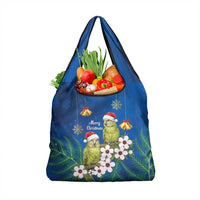 New Zealand Kakapo Christmas Grocery Bag Owl Parrot Santa Sliver Fern Manuka - Blue LT14 1-pack One Size Blue - Polynesian Pride