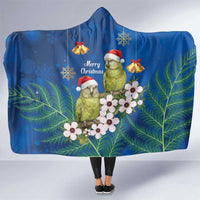 New Zealand Kakapo Christmas Hooded Blanket Owl Parrot Santa Sliver Fern Manuka - Blue LT14 One Size Blue - Polynesian Pride