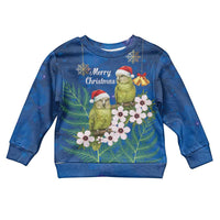New Zealand Kakapo Christmas Kid Ugly Christmas Sweater Owl Parrot Santa Sliver Fern Manuka - Blue LT14 Kid Blue - Polynesian Pride