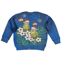 New Zealand Kakapo Christmas Kid Ugly Christmas Sweater Owl Parrot Santa Sliver Fern Manuka - Blue LT14 - Polynesian Pride