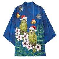 New Zealand Kakapo Christmas Kimono Owl Parrot Santa Sliver Fern Manuka - Blue LT14 - Polynesian Pride