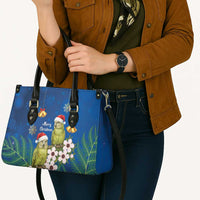 New Zealand Kakapo Christmas Leather Bag Owl Parrot Santa Sliver Fern Manuka - Blue LT14 - Polynesian Pride