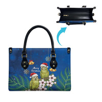 New Zealand Kakapo Christmas Leather Bag Owl Parrot Santa Sliver Fern Manuka - Blue LT14 - Polynesian Pride