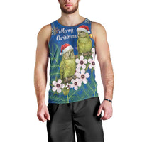 New Zealand Kakapo Christmas Men Tank Top Owl Parrot Santa Sliver Fern Manuka - Blue LT14 - Polynesian Pride