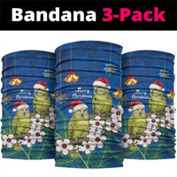 New Zealand Kakapo Christmas Neck Gaiter Owl Parrot Santa Sliver Fern Manuka - Blue LT14 package One Size: 25*50cm Blue - Polynesian Pride