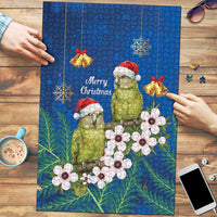 New Zealand Kakapo Christmas Puzzle Owl Parrot Santa Sliver Fern Manuka - Blue LT14 Blue - Polynesian Pride