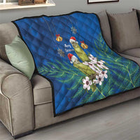 New Zealand Kakapo Christmas Quilt Owl Parrot Santa Sliver Fern Manuka - Blue LT14 - Polynesian Pride