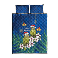New Zealand Kakapo Christmas Quilt Bed Set Owl Parrot Santa Sliver Fern Manuka - Blue LT14 - Polynesian Pride