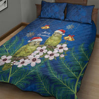 New Zealand Kakapo Christmas Quilt Bed Set Owl Parrot Santa Sliver Fern Manuka - Blue LT14 - Polynesian Pride