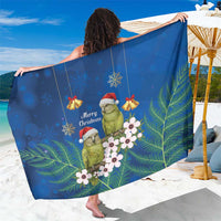 New Zealand Kakapo Christmas Sarong Owl Parrot Santa Sliver Fern Manuka - Blue LT14 One Size 44 x 66 inches Blue - Polynesian Pride