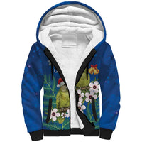New Zealand Kakapo Christmas Sherpa Hoodie Owl Parrot Santa Sliver Fern Manuka - Blue LT14 Unisex Blue - Polynesian Pride