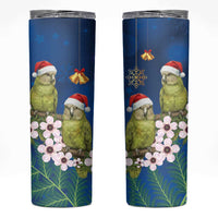 New Zealand Kakapo Christmas Skinny Tumbler Owl Parrot Santa Sliver Fern Manuka - Blue LT14 Blue - Polynesian Pride