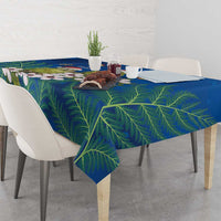 New Zealand Kakapo Christmas Tablecloth Owl Parrot Santa Sliver Fern Manuka - Blue LT14 - Polynesian Pride