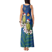 New Zealand Kakapo Christmas Tank Maxi Dress Owl Parrot Santa Sliver Fern Manuka - Blue LT14 - Polynesian Pride