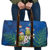 New Zealand Kakapo Christmas Travel Bag Owl Parrot Santa Sliver Fern Manuka - Blue LT14 Blue - Polynesian Pride
