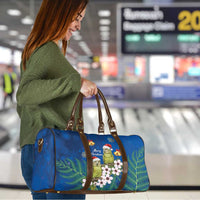New Zealand Kakapo Christmas Travel Bag Owl Parrot Santa Sliver Fern Manuka - Blue LT14 - Polynesian Pride