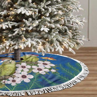 New Zealand Kakapo Christmas Tree Skirt Owl Parrot Santa Sliver Fern Manuka - Blue LT14 - Polynesian Pride