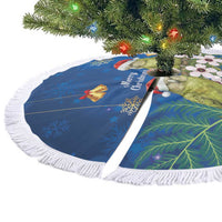 New Zealand Kakapo Christmas Tree Skirt Owl Parrot Santa Sliver Fern Manuka - Blue LT14 - Polynesian Pride
