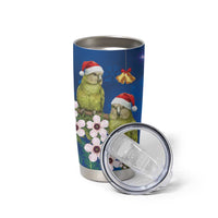 New Zealand Kakapo Christmas Tumbler Cup Owl Parrot Santa Sliver Fern Manuka - Blue LT14 - Polynesian Pride