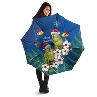 New Zealand Kakapo Christmas Umbrella Owl Parrot Santa Sliver Fern Manuka - Blue LT14 - Polynesian Pride
