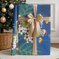 New Zealand Kakapo Christmas Wrapping Paper Owl Parrot Santa Sliver Fern Manuka - Blue LT14 - Polynesian Pride