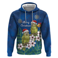 New Zealand Kakapo Christmas Zip Hoodie Owl Parrot Santa Sliver Fern Manuka - Blue LT14 Pullover Hoodie Blue - Polynesian Pride