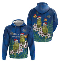 New Zealand Kakapo Christmas Zip Hoodie Owl Parrot Santa Sliver Fern Manuka - Blue LT14 - Polynesian Pride