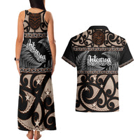 Kia Ora New Zealand Couples Matching Tank Maxi Dress and Hawaiian Shirt Aotearoa Proud Maori With Silver Fern LT14 - Polynesian Pride
