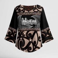 Kia Ora New Zealand Kimono Sleeve Blouse Aotearoa Proud Maori Silver Fern LT14 - Polynesian Pride
