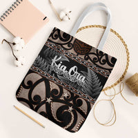 Kia Ora New Zealand Tote Bag Aotearoa Proud Maori Silver Fern LT14 White Strap One Size Black - Polynesian Pride