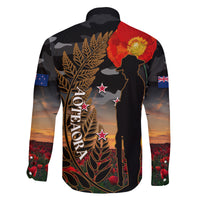 New Zealand ANZAC Day Family Matching Summer Maxi Dress and Hawaiian Shirt Lest We Forget Silver Fern With Camouflage LT14 - Polynesian Pride
