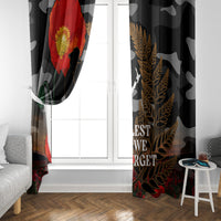 New Zealand ANZAC Day Window Curtain Lest We Forget Silver Fern With Camouflage LT14 - Polynesian Pride