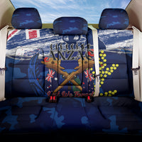 Australia And New Zealand ANZAC Day Back Car Seat Cover Lest We Forget Silver Fern With Golden Wattle LT14 One Size Blue - Polynesian Pride