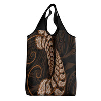 Brown New Zealand Paisley Silver Fern Grocery Bag Aotearoa Maori LT14 - Polynesian Pride
