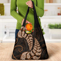 Brown New Zealand Paisley Silver Fern Grocery Bag Aotearoa Maori LT14 - Polynesian Pride