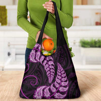 Purple New Zealand Paisley Silver Fern Grocery Bag Aotearoa Maori LT14 - Polynesian Pride