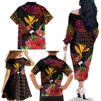 Hawaii Iwa Bird Family Matching Off The Shoulder Long Sleeve Dress and Hawaiian Shirt Great Frigatebird Kanaka Tropical Hippie Style LT14 - Polynesian Pride