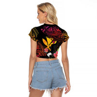 Hawaii Iwa Bird Raglan Cropped T Shirt Great Frigatebird Kanaka Tropical Hippie Style LT14 - Polynesian Pride