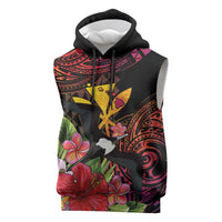 Hawaii Iwa Bird Sleeveless Hoodie Great Frigatebird Kanaka Tropical Hippie Style LT14 Black - Polynesian Pride