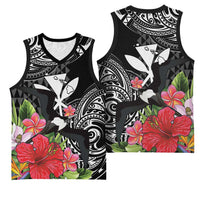 Hawaii Iwa Bird Basketball Jersey Great Frigatebird Kanaka Tropical Flowers LT14 - Polynesian Pride